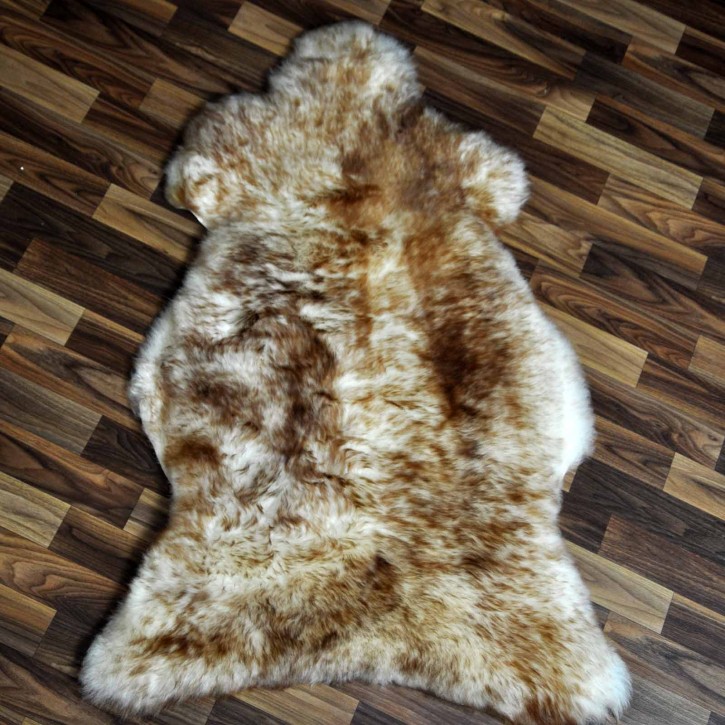XL ÖKO Schaffell Fell weiß braun geflammt 115x70 Lammfell Fell #7552