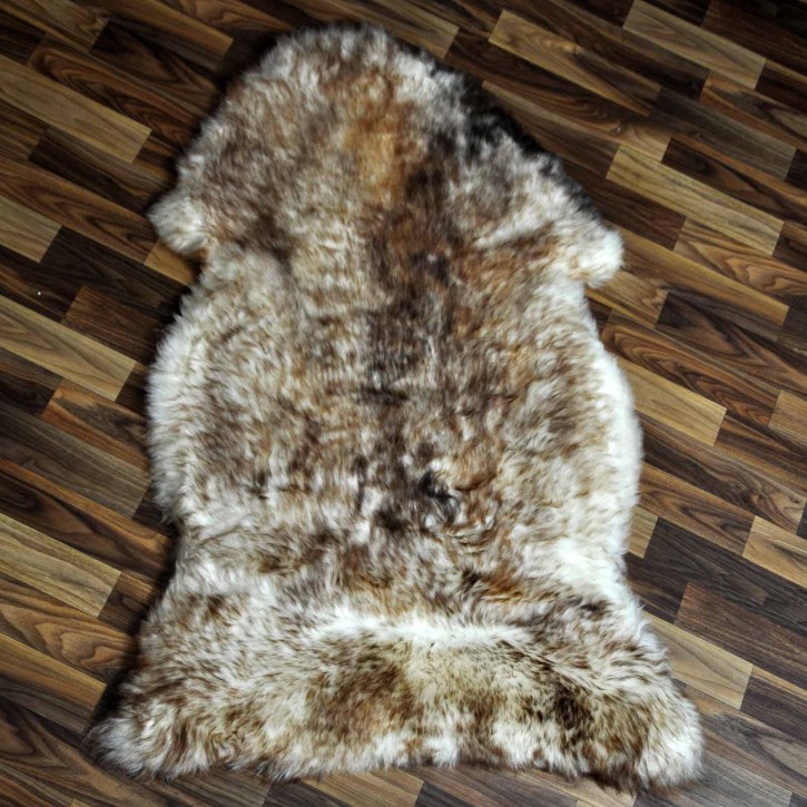 XL ÖKO Schaffell Fell weiß braun geflammt 115x70 Lammfell Fell #7553