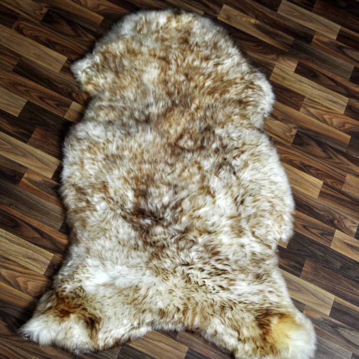 XXL ÖKO Schaffell Fell weiß braun geflammt 120x80 Lammfell Fell #7554