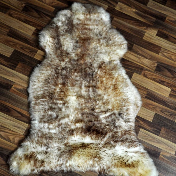 XXL ÖKO Schaffell Fell weiß braun geflammt 120x75 Lammfell Fell #7556
