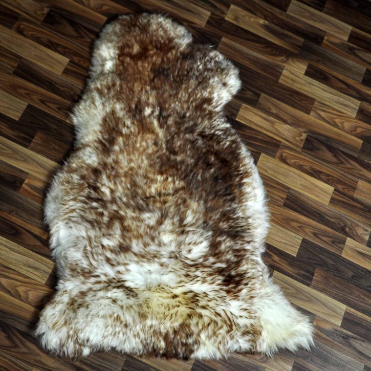 XL ÖKO Schaffell Fell weiß braun geflammt 110x70 Lammfell Fell #7558