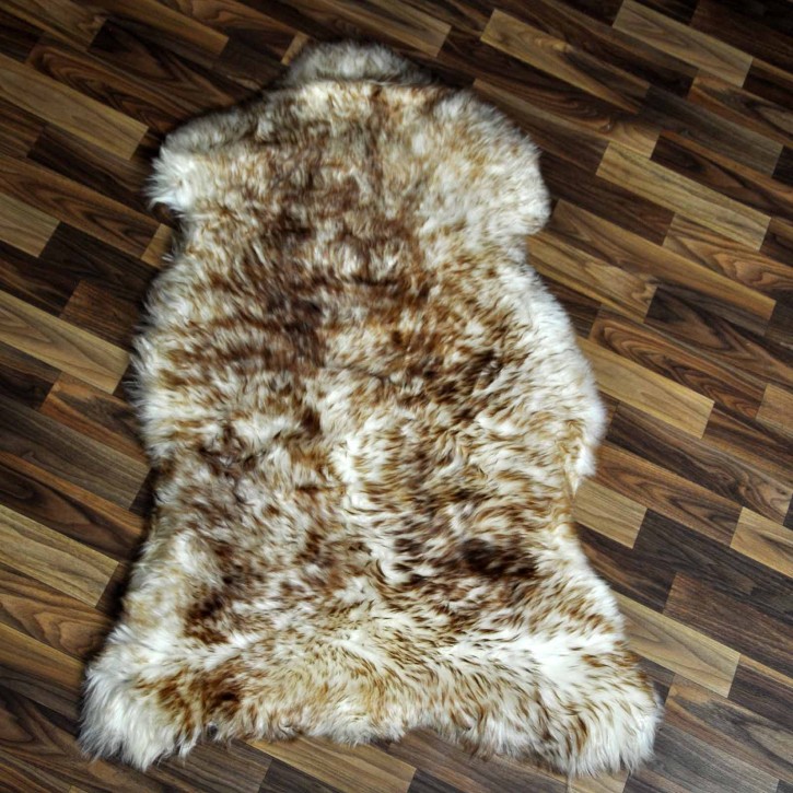 XL ÖKO Schaffell Fell weiß braun geflammt 110x75 Lammfell Fell #7559