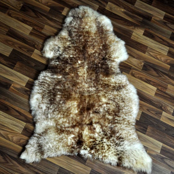 XL ÖKO Schaffell Fell weiß braun geflammt 115x80 Lammfell Fell #7561