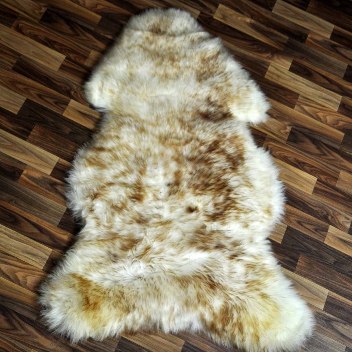 XL ÖKO Schaffell Fell weiß braun geflammt 115x80 Lammfell Fell #7562