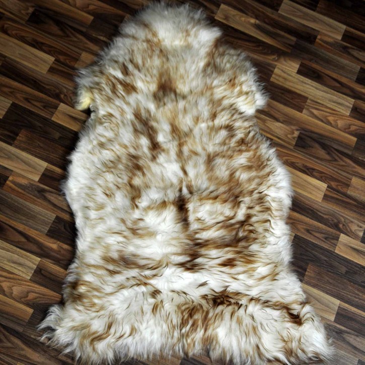 XXL ÖKO Schaffell Fell weiß braun geflammt 120x70 Lammfell Fell #7563