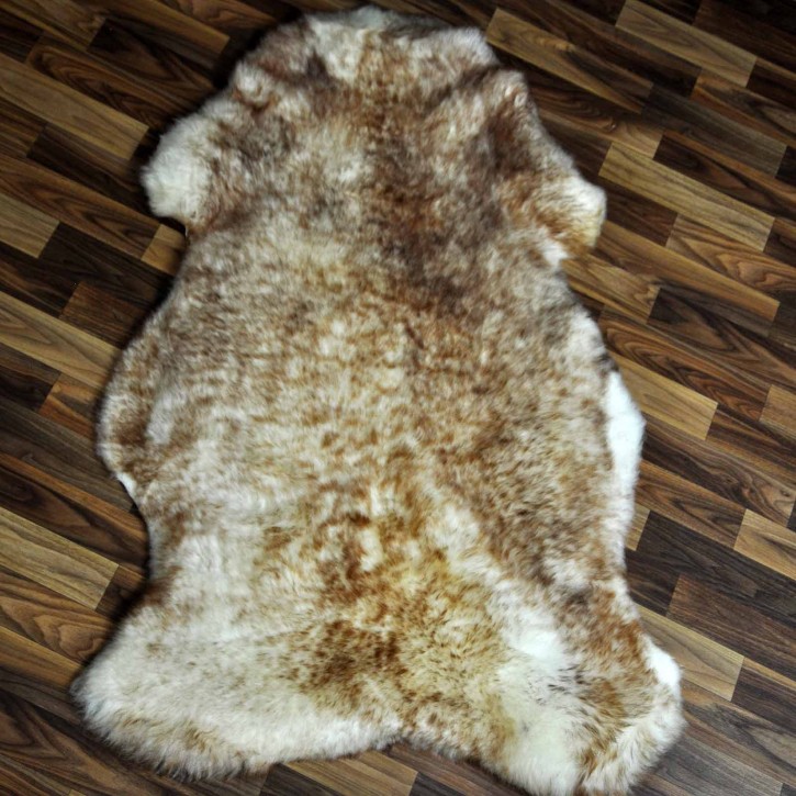 XXL ÖKO Schaffell Fell weiß braun geflammt 120x80 Lammfell Fell #7565