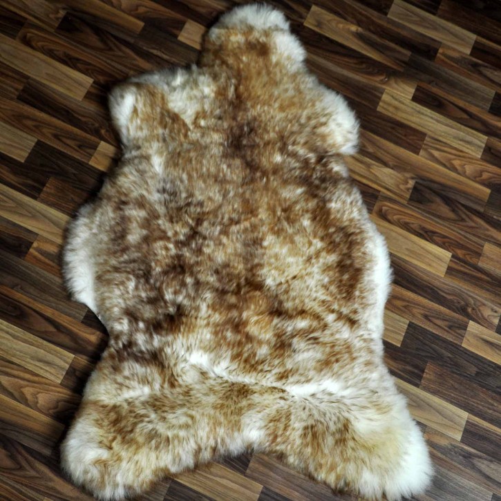 XXL ÖKO Schaffell Fell weiß braun geflammt 120x75 Lammfell Fell #7566