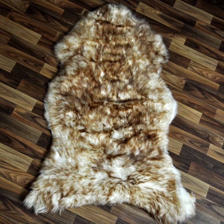 XL ÖKO Schaffell Fell weiß braun geflammt 115x75 Lammfell Fell #7571