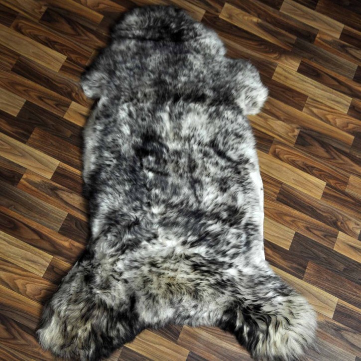 XXL ÖKO Schaffell Fell weiß schwarzbraun geflammt 120x75 Lammfell #7575