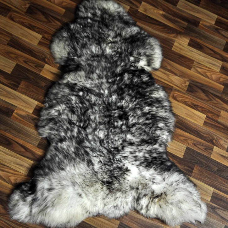 XXL ÖKO Schaffell Fell weiß schwarzbraun geflammt 120x80 Lammfell #7576