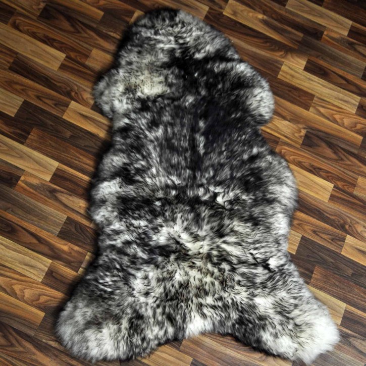 XL ÖKO Schaffell Fell weiß schwarzbraun geflammt 115x75 Lammfell #7580