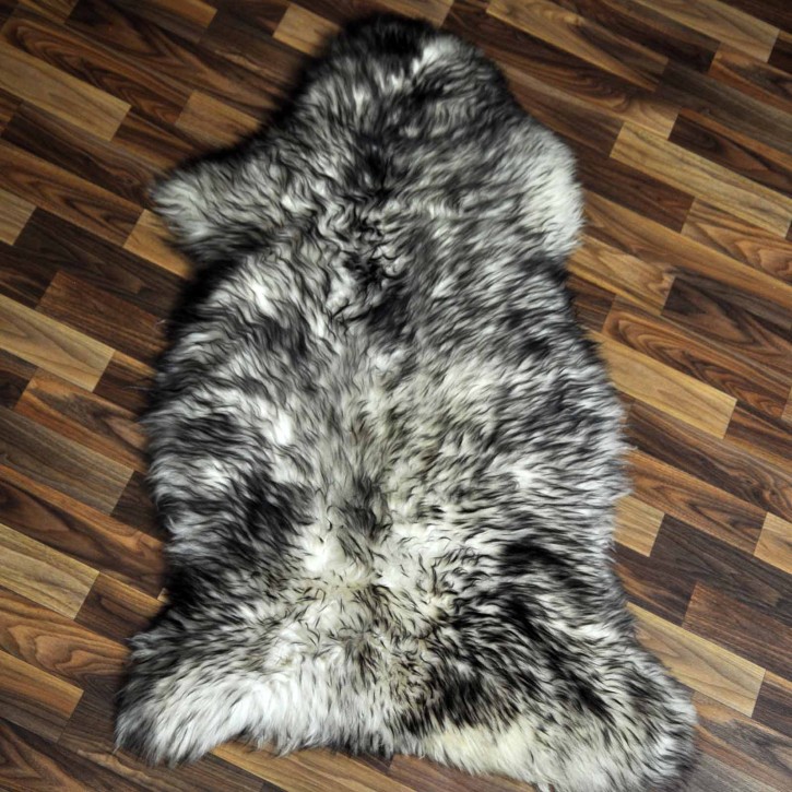 XL ÖKO Schaffell Fell weiß schwarzbraun geflammt 110x70 Lammfell #7591