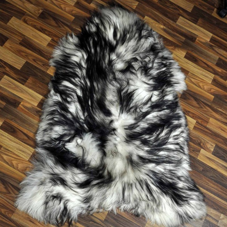 XXXL ÖKO Island Schaffell weiß schwarzbraun geflammt 130x85 #7601