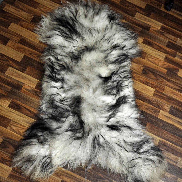 XXXL ÖKO Island Schaffell weiß schwarzbraun geflammt 140x85 #7602