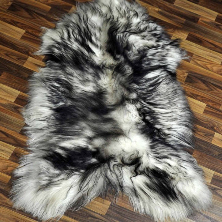 XXXL ÖKO Island Schaffell weiß schwarzbraun geflammt 130x80 #7609