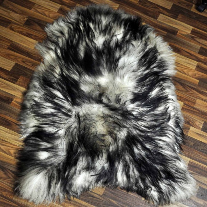 XXXL ÖKO Island Schaffell weiß schwarzbraun geflammt 135x90 #7639