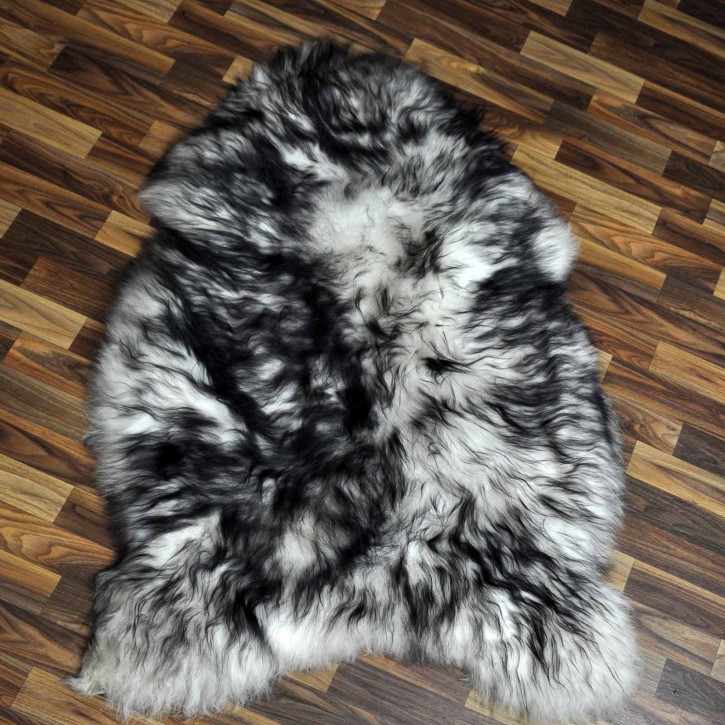 XXL ÖKO Island Schaffell weiß schwarzbraun geflammt 125x85 #7641
