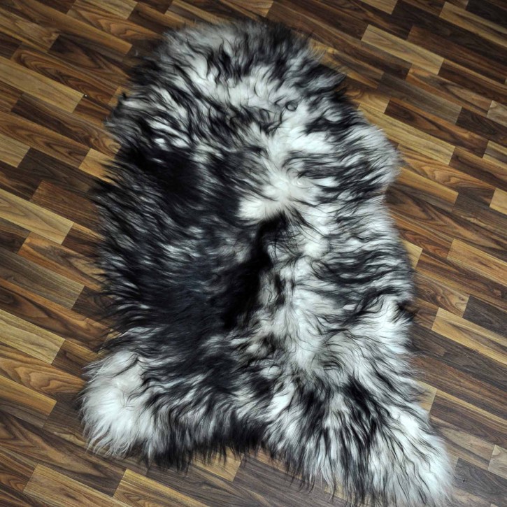 XXL ÖKO Island Schaffell weiß schwarzbraun geflammt 125x80 #7643