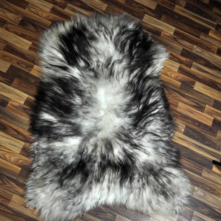 XXXL ÖKO Island Schaffell weiß schwarzbraun geflammt 135x90 #7644