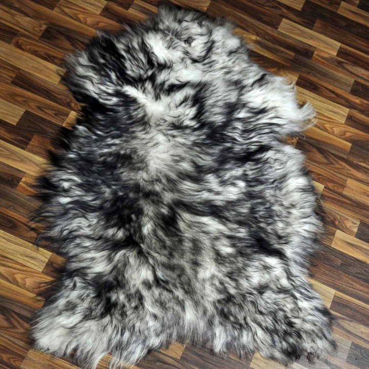 XXXL ÖKO Island Schaffell weiß schwarzbraun geflammt 130x80 #7646
