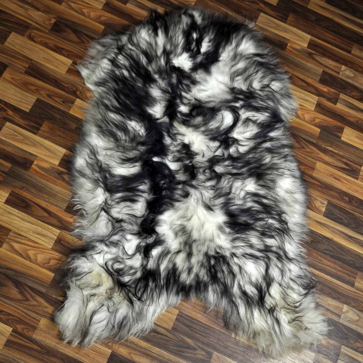 XXXL ÖKO Island Schaffell weiß schwarzbraun geflammt 135x85 #7651