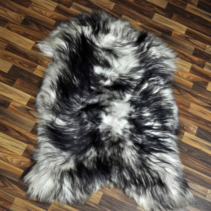 XXL ÖKO Island Schaffell weiß schwarzbraun geflammt 125x80 #7652