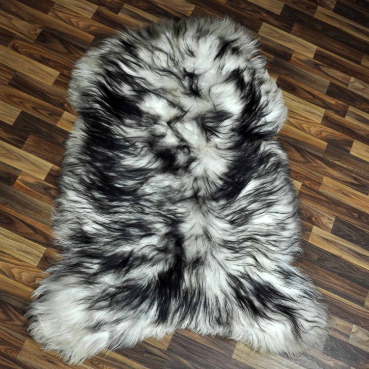 XXXL ÖKO Island Schaffell weiß schwarzbraun geflammt 130x85 #7654