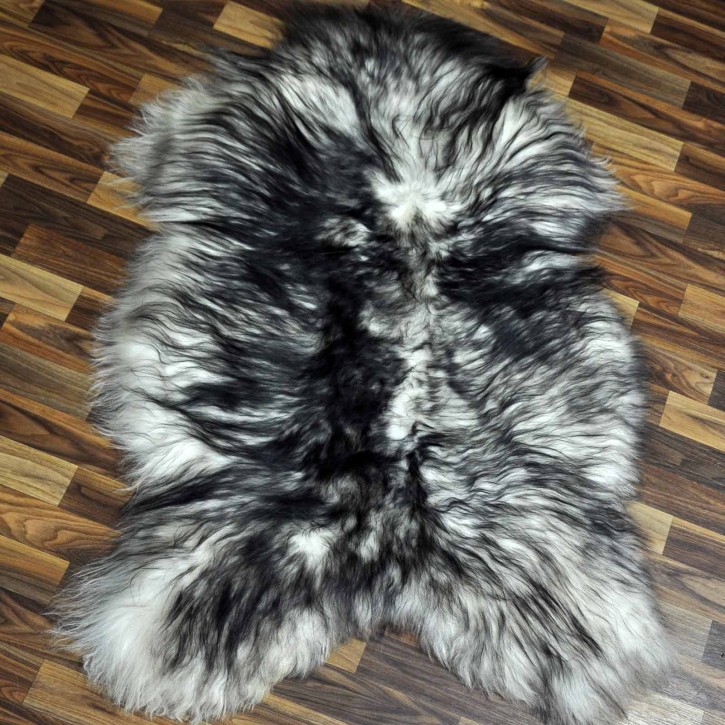 XXL ÖKO Island Schaffell weiß schwarzbraun geflammt 125x80 #7656