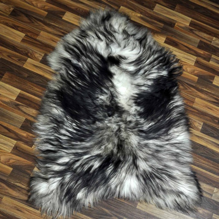 XXL ÖKO Island Schaffell weiß schwarzbraun geflammt 125x80 #7658