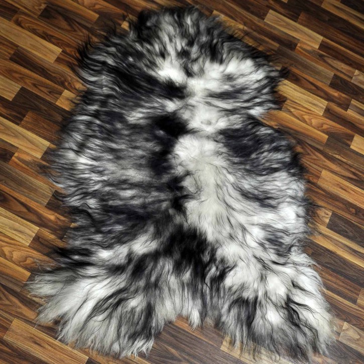 XXXL ÖKO Island Schaffell weiß schwarzbraun geflammt 130x85 #7661