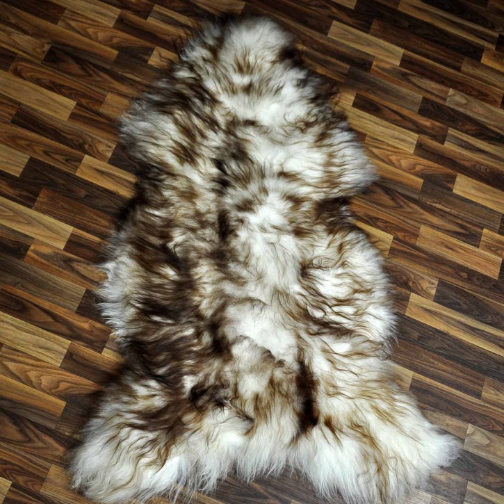 XXXL ÖKO Island Schaffell weiß braun geflammt 135x85 #7675