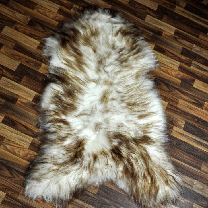 XXXL ÖKO Island Schaffell weiß braun geflammt 135x85 #7676