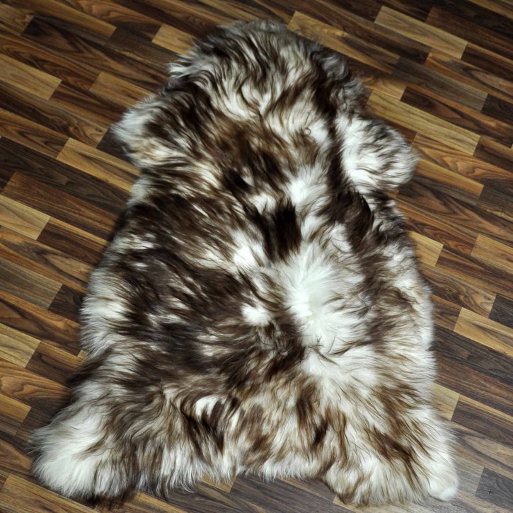 XXL ÖKO Island Schaffell weiß braun geflammt 125x80 #7679