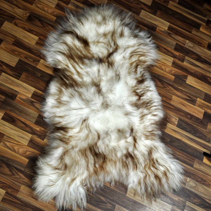 XXXL ÖKO Island Schaffell weiß braun geflammt 135x80 #7680