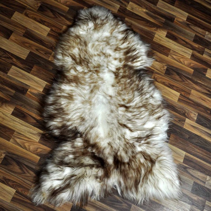 XXL ÖKO Island Schaffell weiß braun geflammt 125x80 #7682
