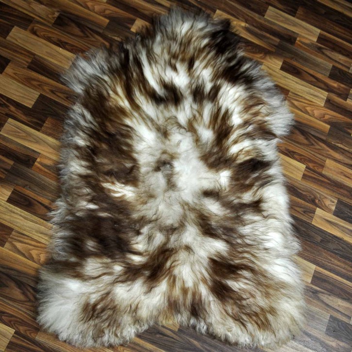 XXXL ÖKO Island Schaffell weiß braun geflammt 130x85 #7685