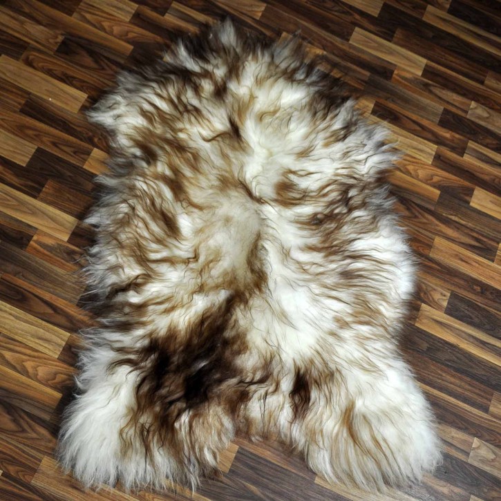 XXXL ÖKO Island Schaffell weiß braun geflammt 130x85 #7688
