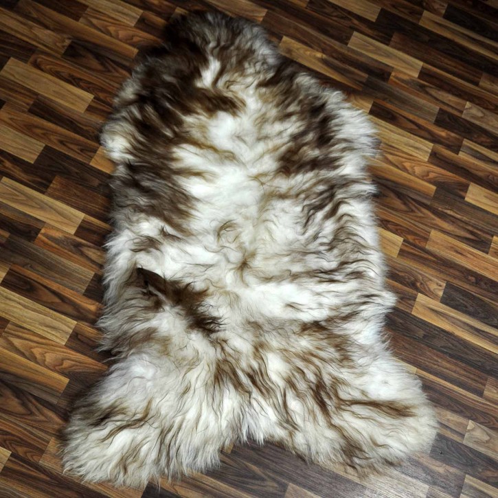 XXXL ÖKO Island Schaffell weiß braun geflammt 140x80 #7692