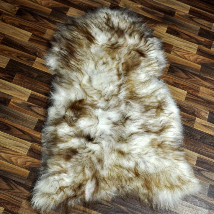 XXL ÖKO Island Schaffell weiß braun geflammt 120x80 #7697