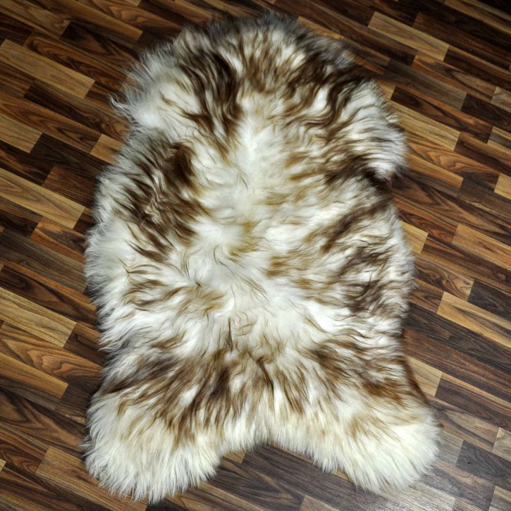 XXXL ÖKO Island Schaffell weiß braun geflammt 130x80 #7698