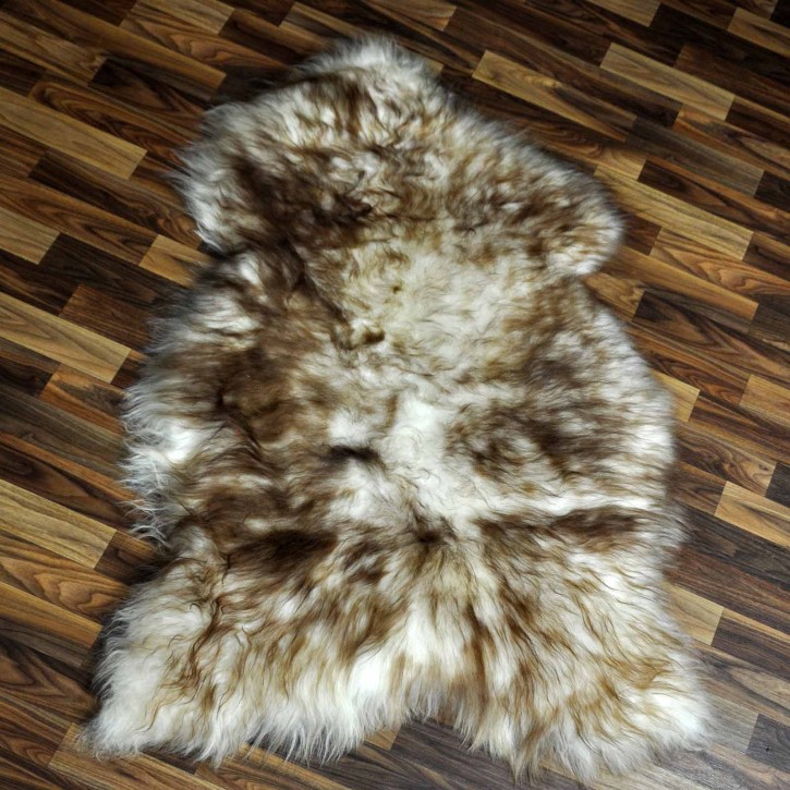 XXL ÖKO Island Schaffell weiß braun geflammt 125x80 #7699