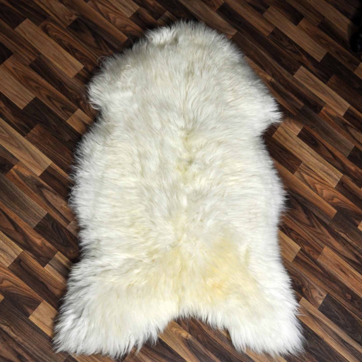XXL ÖKO echtes Schaffell Lammfell weiß braun 125x75 #7864