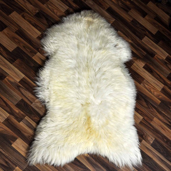 XXL ÖKO echtes Schaffell Lammfell weiß braun 120x75 #7867