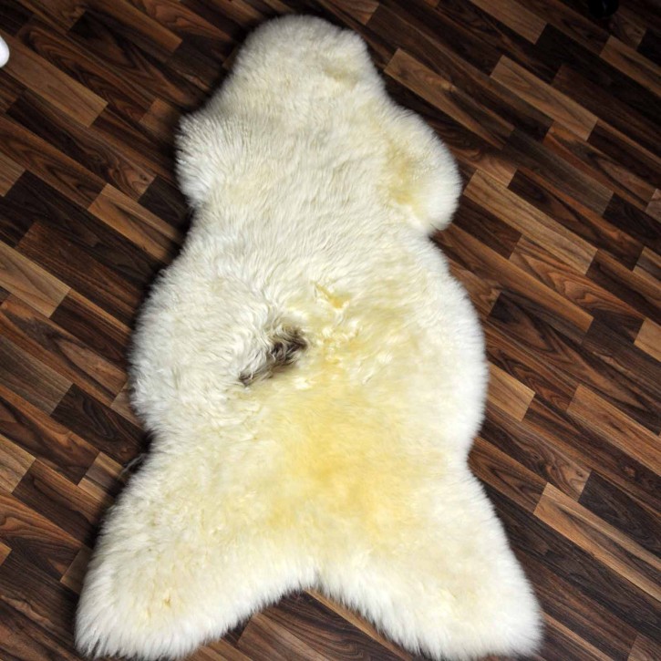 XXL ÖKO Schaffell Lammfell weiß braun 125x75 Hundebett Tierbett #7869