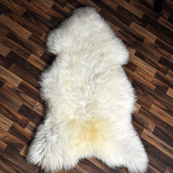 XXL ÖKO echtes Schaffell Lammfell weiß braun 125x75 #7872