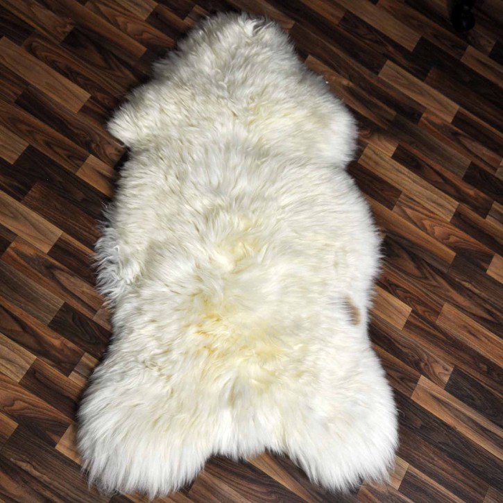 XXL ÖKO echtes Schaffell Lammfell weiß braun 125x75 #7889