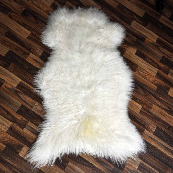 XL ÖKO Schaffell Lammfell weiß braun 115x70 Hundebett Tierbett #7898