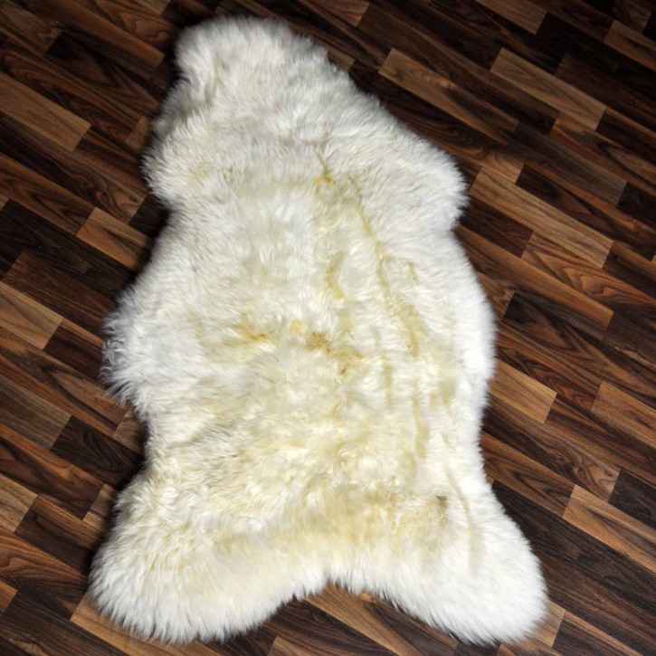 XL ÖKO Schaffell Lammfell weiß braun 115x75 Hundebett Tierbett #7900