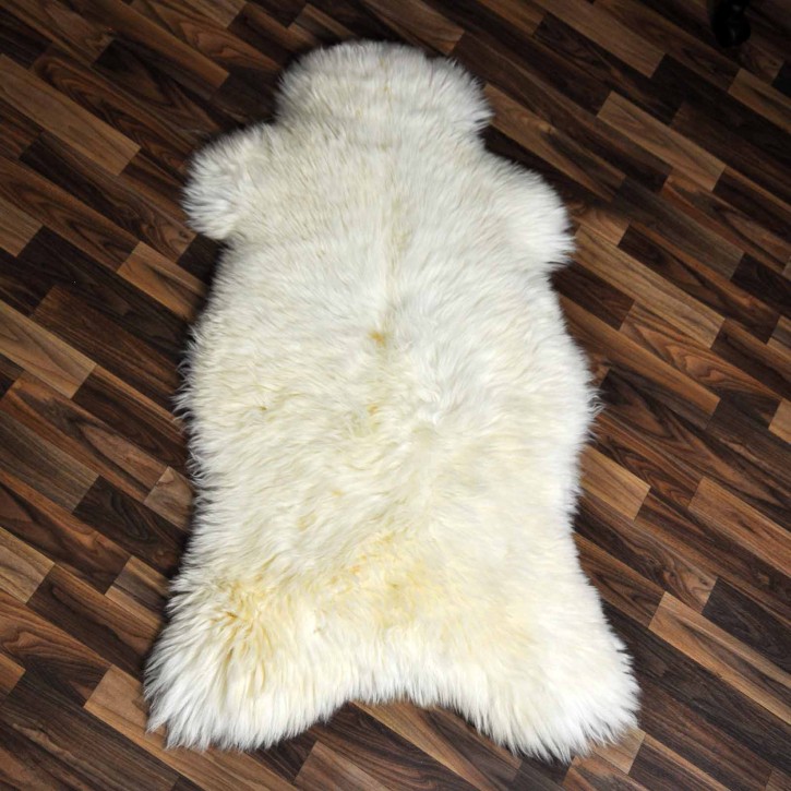 XL ÖKO echtes Schaffell Lammfell weiß braun 115x70 #7903