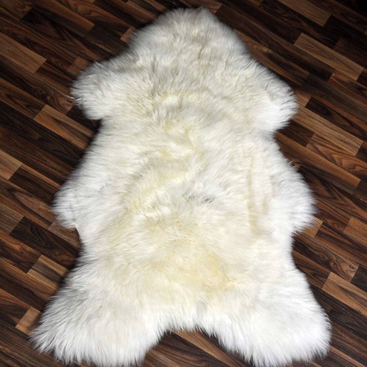 XL ÖKO echtes Schaffell Lammfell weiß braun 125x75 #7904